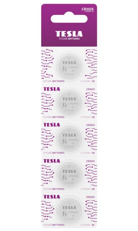TESLA Dry Battery CR 2025 5PCS CR2025 BLUSTER 