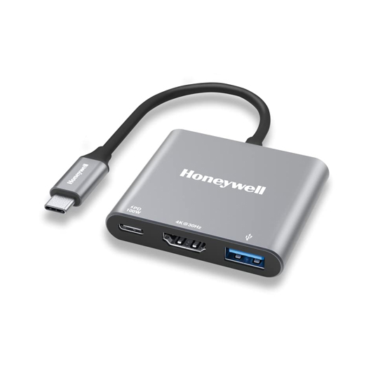 محول Honeywell Type C إلى HDMI مع شحن PD ومحول USB 3.0 (HC000009/ADP/SLV)
