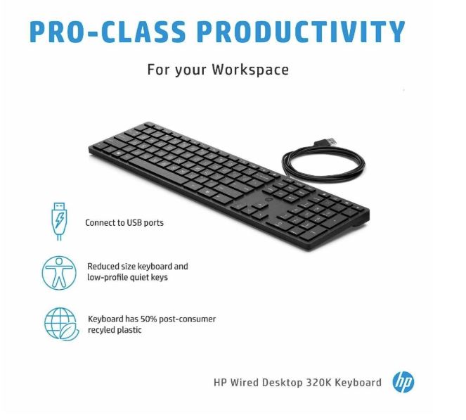 HP Wired Desktop 320K Keyboard (9SR37AA)