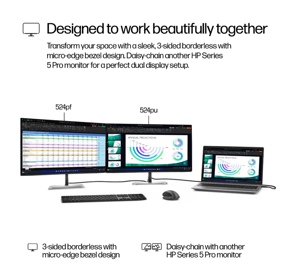 HP Series 5 Pro 23.8 inch FHD USB-C Monitor - 524pu (9D9V7AA) 
