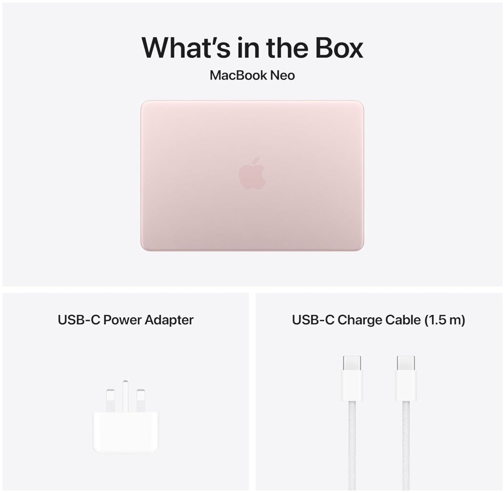 Apple MacBook Neo A18 Pro chip 6-Core CPU, 8GB, 256GB SSD, 13" - Blush (MHFH4AB/A)