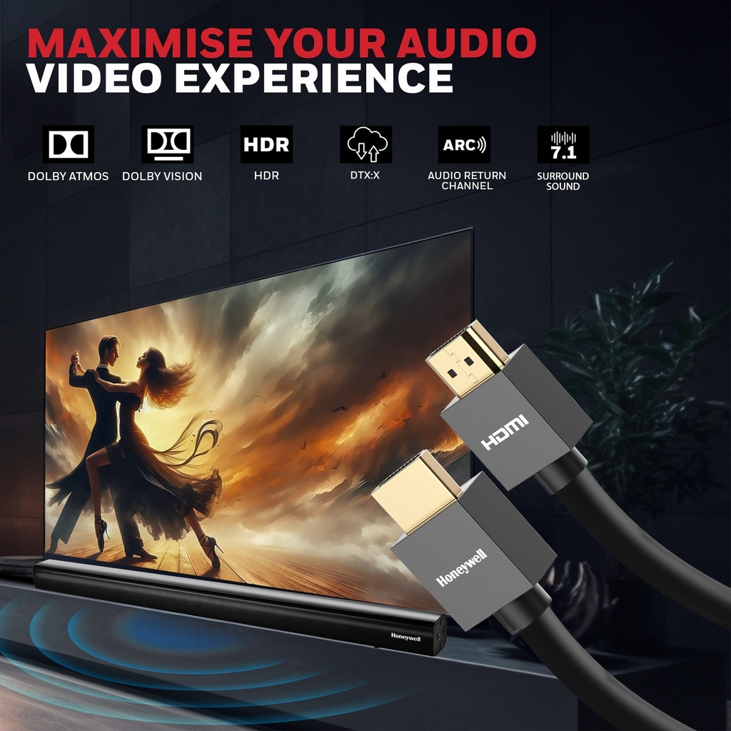 HDMI 1 Mtr with Ethernet – 2.0 Compliant Slim (HC000019/HDM/1M/BLK/SLM)