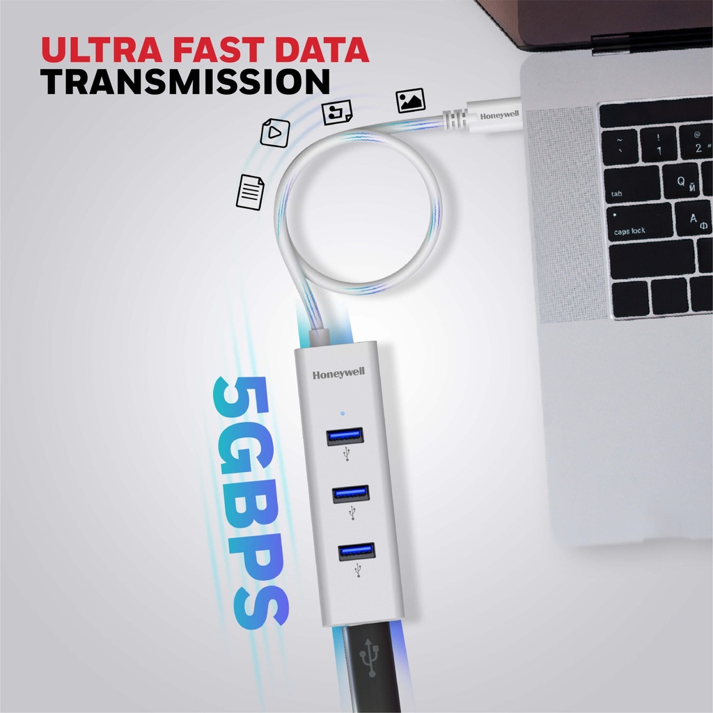 Honeywell Momentum Type-C To 4xUSB Port 3.0 Hub (HC000012/LAP/NPH/4U/WHT)