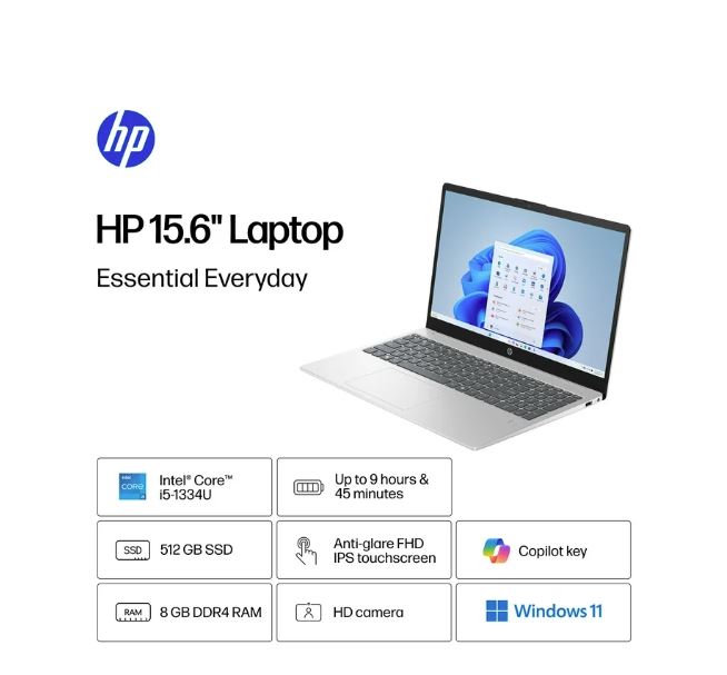 HP 15-FD0154WM Laptop Core i5-1334U, 8GB, 512GB SSD, Windows11 (BZ1W9UA#ABA)