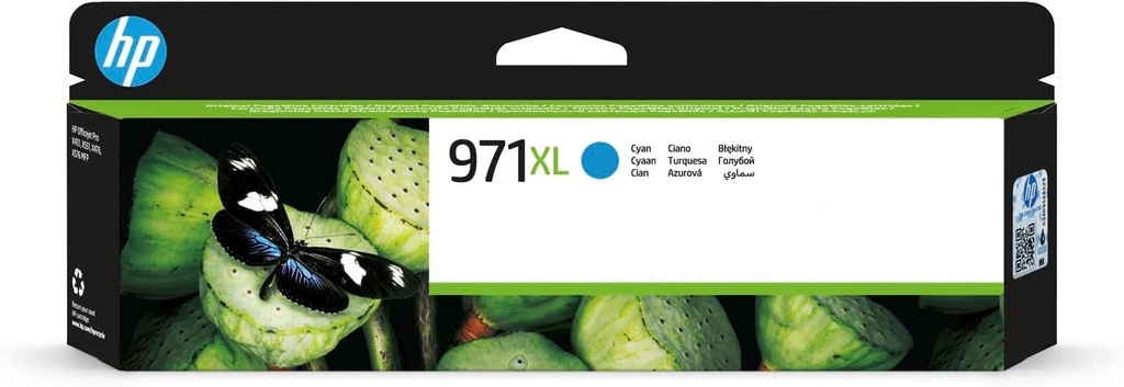 HP 971XL High Yield Cyan Original Ink Cartridge (CN626AE)