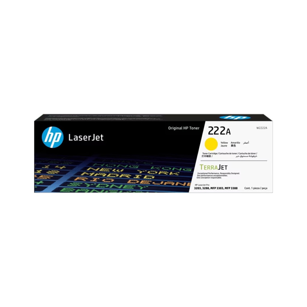 HP 222A Yellow Original LaserJet Toner Cartridge (W2222A)