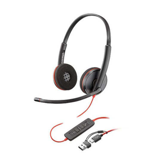 Poly Blackwire 3220 Stereo USB-C Headset +USB-C/A Adapter (8X228AA) 