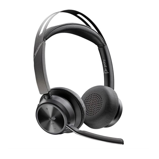 سماعة رأس Poly Voyager Focus 2 معتمدة من Microsoft Teams بمنفذ USB-C-C + محول USB-C/A + قاعدة شحن (9T9J6AA)