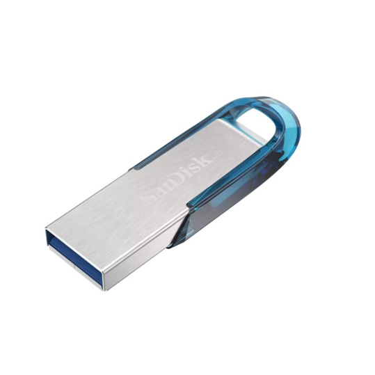محرك أقراص فلاش SanDisk Ultra Flair USB 3.0 - سعة 128 جيجابايت (أزرق) (SDCZ73–128G–G46B)