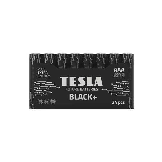 بطارية تيسلا جافة AAA سوداء، عبوة من 24 قطعة LR03، SHR 24P